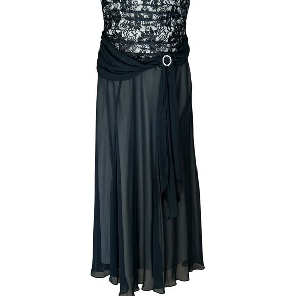 Vintage Y2K Black Lace Chiffon Dress Whimsigoth Dark Romantic Evening Gown SZ 6 - Picture 3 of 8